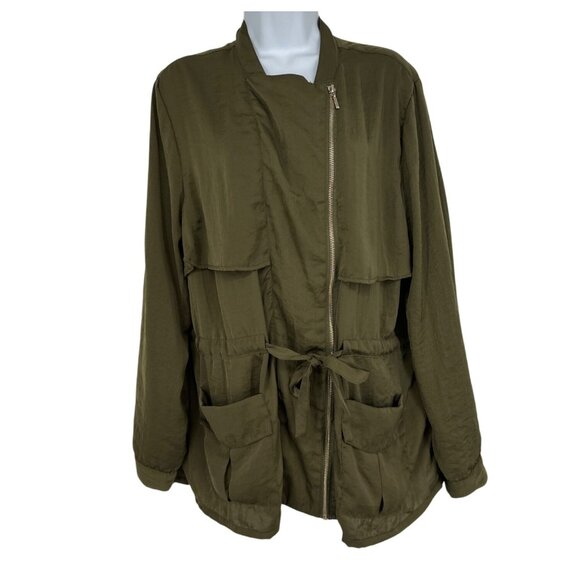 Lane Bryant Womens Olive Green Full Zip Utility Jacket Size 14/16 - Picture 1 of 9